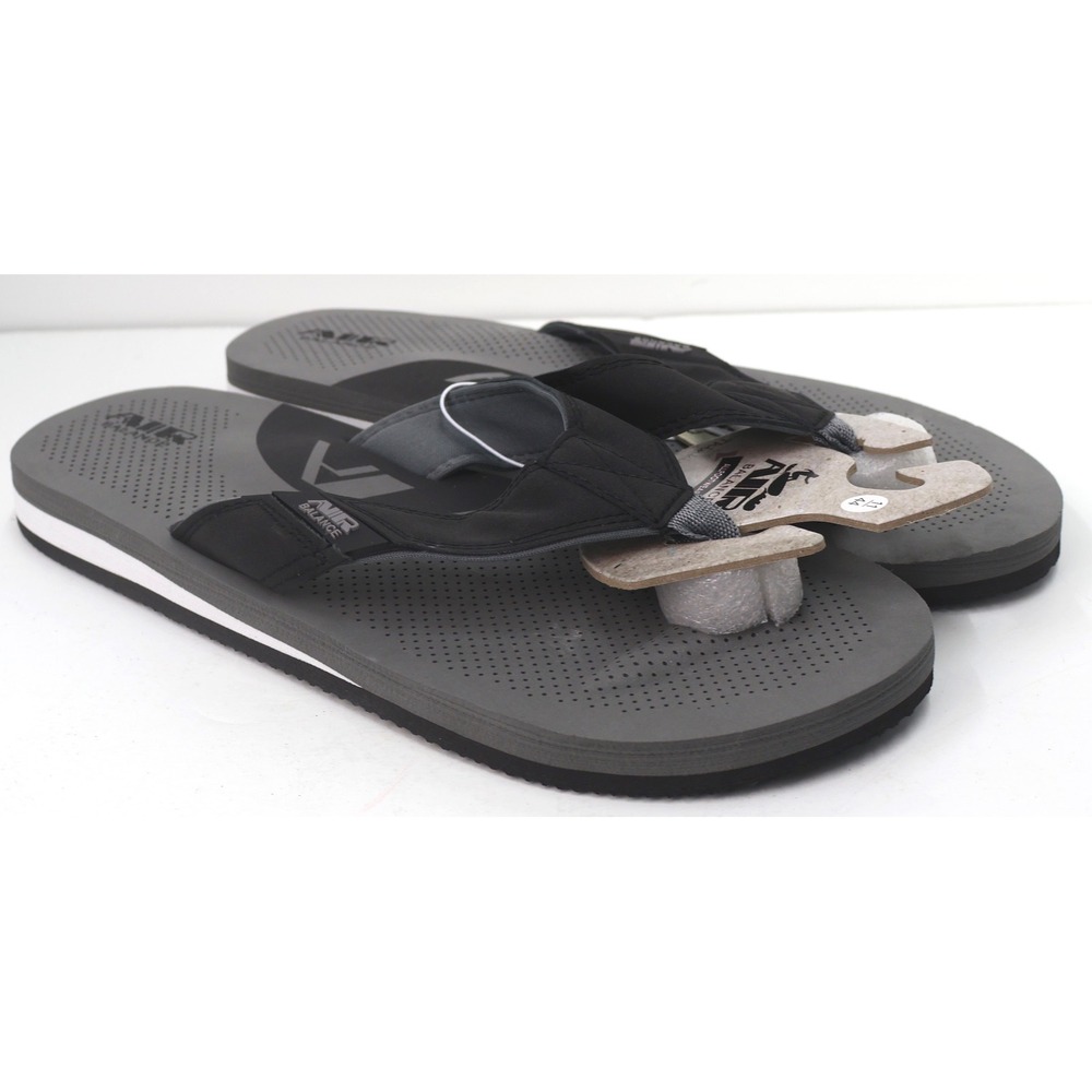 Air Balance Flip Flops Mens 11 Gray Black New Cushioned Casual Sandals